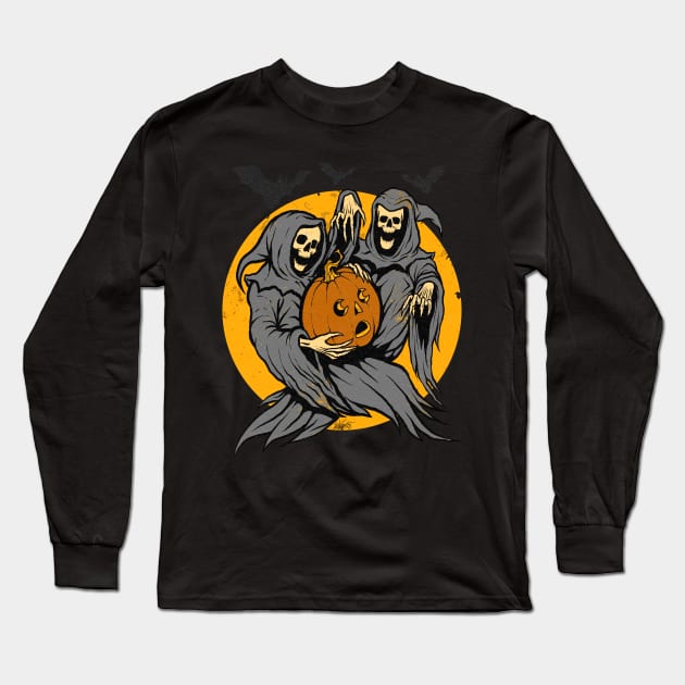 Vintage Halloween "Draw This In Your Style": Jack's Frightful Flight Long Sleeve T-Shirt by Chad Savage